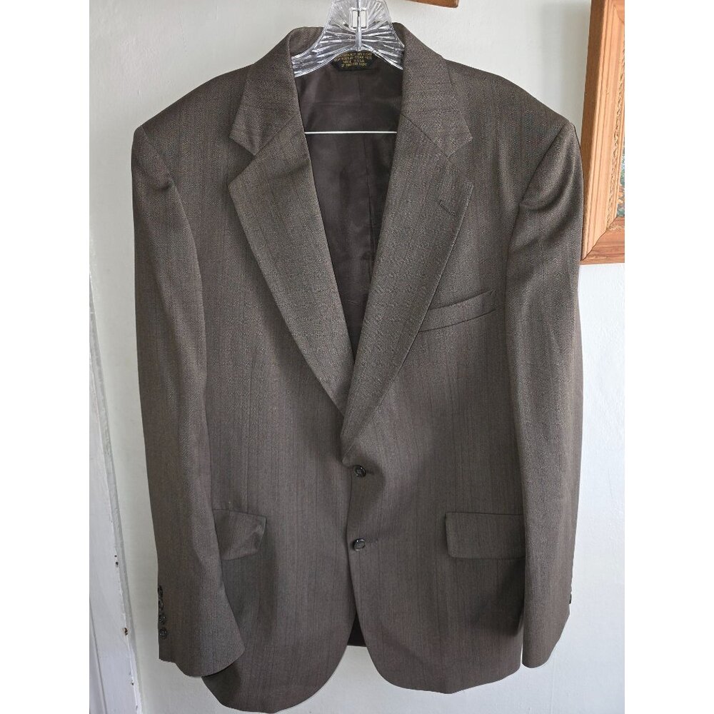 Strathmore Mens Wool Brown Blazer Suit Jacket 100% Pure Wool 2-Button Style 42